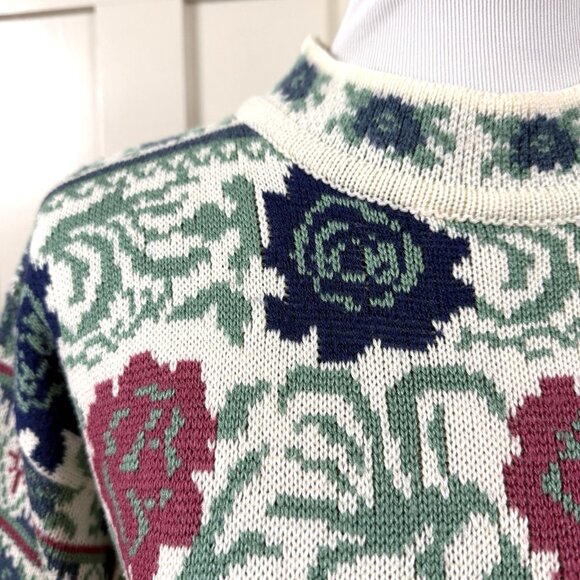 Vintage She Said Fair Isle Granny Cottage Core Mock Neck Sweater Small Coquette - Picture 3 of 7